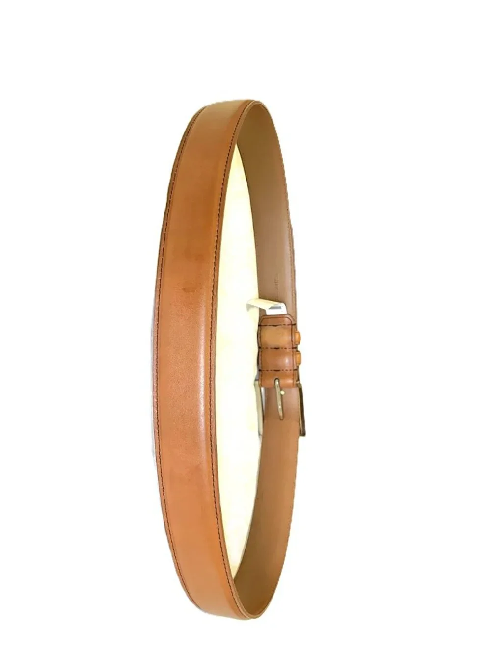 Allen Edmonds Wide Basic Leather Belt Walnut 38/97 Silver Buckle